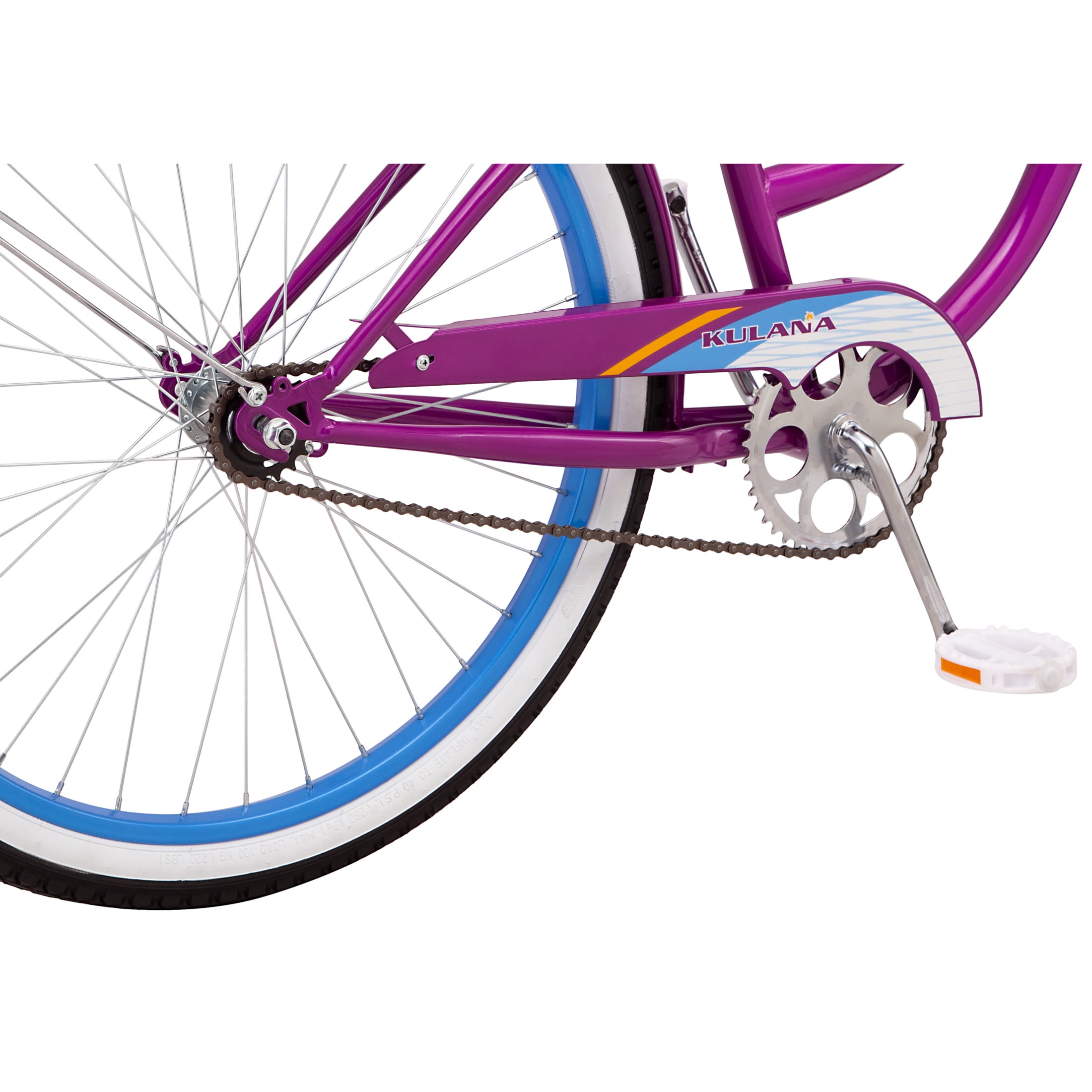 Kulana Lakona Shore Beach Cruiser Bike, 26-Inch Wheel, Single Speed, Blue and Purple