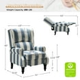 thumbnail image 4 of Tina's Home Vintage Navy Stripe Wingback Recliner Chair, Manual Push Back Fabric Armchair with Footrest, GREENGUARD, 4 of 8