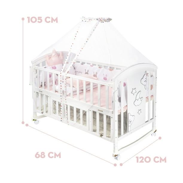 Cuna Mecedora Colecho en Mima2 Con Colchón y Set De Ropa De