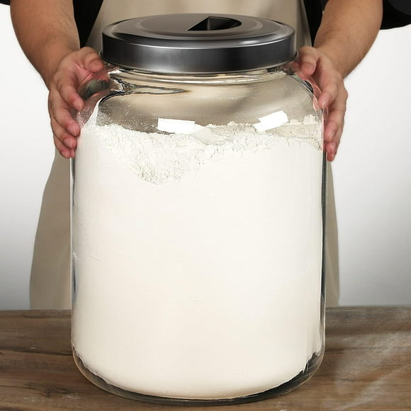 Daitouge Grands Bocaux en Verre avec Couvercles en Métal, 5,5 Gallons (21000 ml) Boîtes - Bouche Super Grand Robuste pour Stocker Farine, Riz, Ensemble de 1