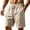 Beige, variant on Casual Elastic Waist Straight Leg Shorts Summer Beach Blend Lightweight Comfortable Solid Color Loose Fit