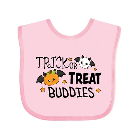 

Inktastic Trick or Treat Buddies- Ghost and Pumpkin in Vampire Bat Costumes Gift Baby Boy or Baby Girl Bib