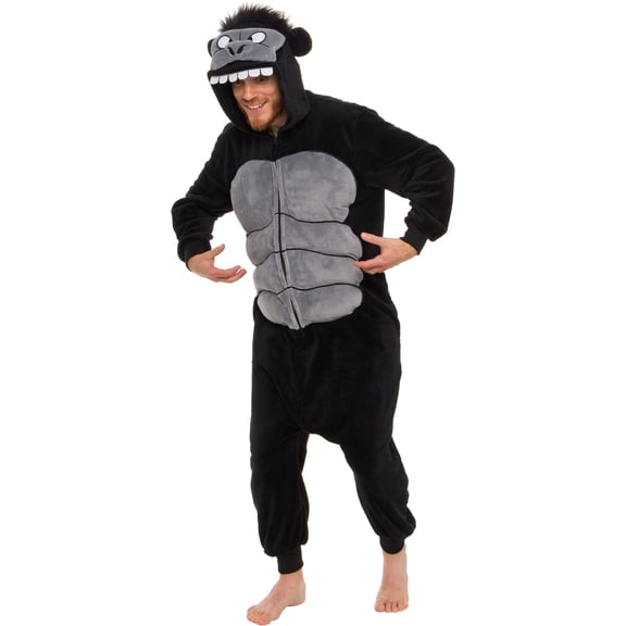 FUNZIEZ! Gorilla Men's Novelty Union Suit Costume for Halloween -Black, Large