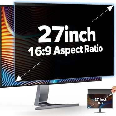 "GUDTEKE 27"" Computer Privacy Screen Protector for 16:9 Monitors, Anti-Glare Blue Light UV-Blocking Removable Cover"