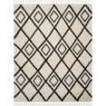 thumbnail image 2 of SAFAVIEH Moroccan Fringe Kingston Geometric Shag Area Rug, Cream/Charcoal, 8' x 10', 2 of 6