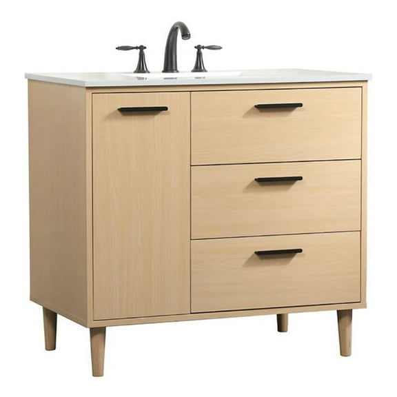 Elegant Lighting Vf47036m Baldwin 36" Free Standing Single Basin Vanity Set - Maple