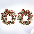 thumbnail image 2 of 2Pcs Enamel Bow Crystal Flower Brooch Christmas Wreath Brooch Pin Colorful Christmas Rhinestone Wreath Brooches(Golden), 2 of 7