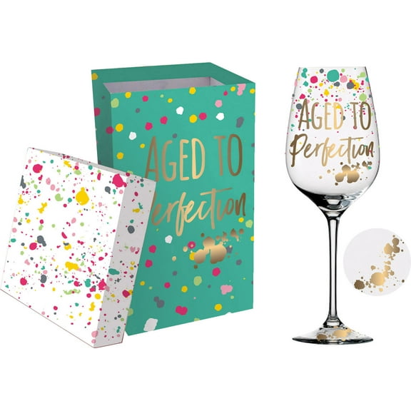 Evergreen Beautiful Aged To Perfection Wine Glass with Box - 4 x 4 x 9 Inches