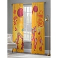 thumbnail image 4 of Happy New Year Sheer Curtains 108 Inch Length 2 Panels for Living Room, Red Yellow Dragon Dance Voile Kitchen Curtain Set, Luxury Privacy Drapes Window Treatment for Bedroom, 4 of 7