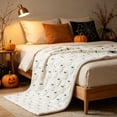 thumbnail image 4 of Sahpxhe Halloween Decoration Flannel Ghost Blanket with Spooky Pattern,Soft Warm Family Throw Blanket Nap Blanket for Halloween Living Room Bedroom Holiday Gift,59x39.37in White-L, 4 of 6