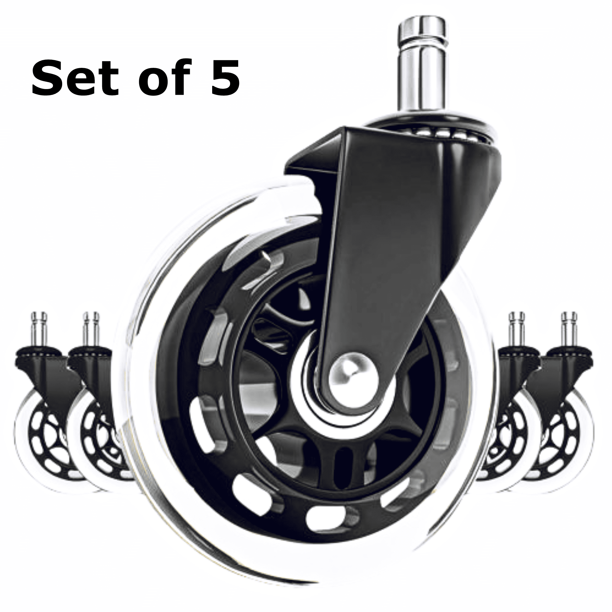 5x Office Chair Caster Wheel Swivel Rubber Wood Floor Home Furniture Replacement 