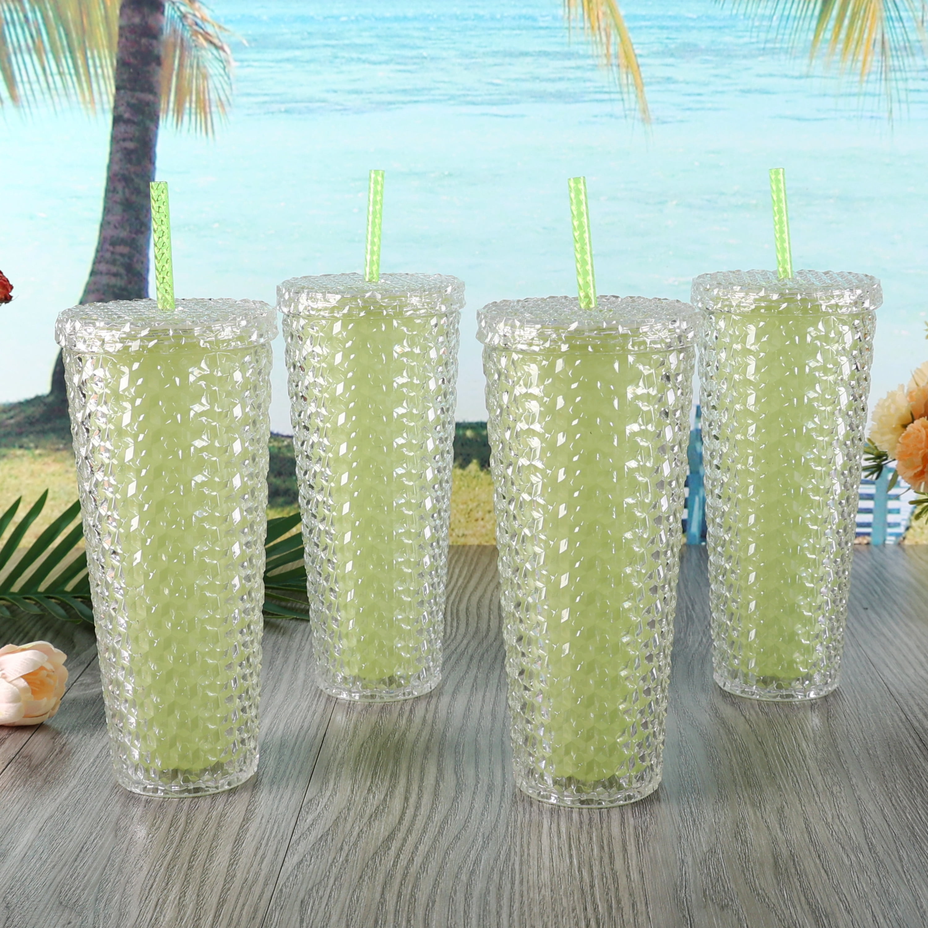 Mainstays 4-Pack 26-Ounce Acrylic Textured Tumbler with Straw