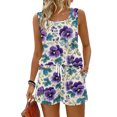 thumbnail image 2 of Iaqnaocc Two Piece Sets for Women Casual Short Sets for Women Vintage Floral Print Square Neck Sleeveless Womens Tops and Shorts Summer Outfits Matching Sets Women Clothing Dark Purple L, 2 of 5