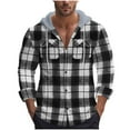 thumbnail image 2 of UQJfacai Mens Flannel Hoodie Shirts Casual Button Down Plaid Shirt Jackets Fall Long Sleeve Drawstring Hooded Shackets with Pockets, 2 of 9