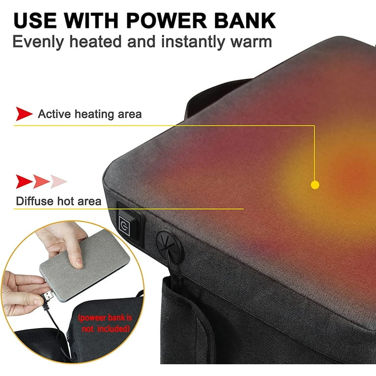 Heated Stadium Seat Cushion Portable Heated Stadium Seats Cordless Rechargeable Stadium Seat Pad 149F USB Battery Heated Bleacher Cushion Portable Heating Pad With Straps For Outdoor Sports, Camping