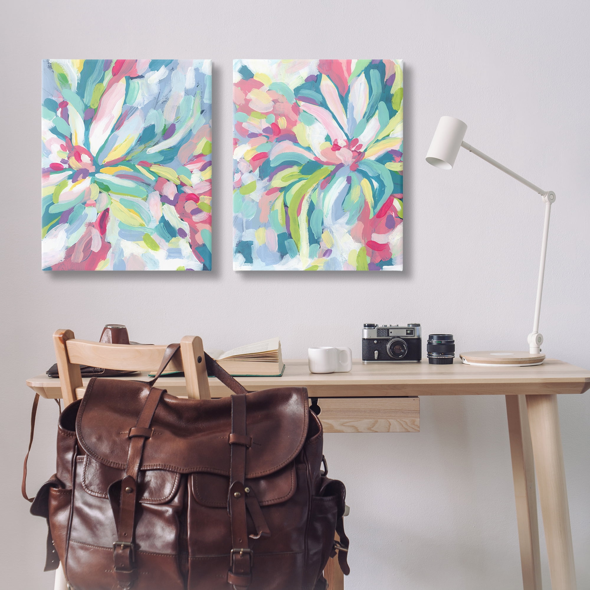 Stupell Industries Pastel Whimsy Flower Pattern Abstract Painting Wrapped Canvas Art Print Wall Art, 24 x 30, Set of 2