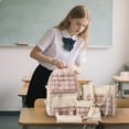 thumbnail image 2 of Gyujnb School Backpack, Canvas Backpack for Students Cute Plaid Design Lightweight School Bookbag with Multiple Pockets Durable Double Shoulder Bags, Backpack for School, 2 of 3