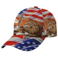thumbnail image 2 of Lion and Lamb ChriStan Cross American flag baseball cap hat, 2 of 4