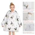 thumbnail image 6 of Pug and Footprints Blanket Hoodies for Kids 6-13YR Oversize Wearable Blanket Hoodies for Boys Girls Teens, 6 of 7