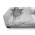 thumbnail image 3 of Evil Eye Soft Flannel Fleece Throw Blanket, Artwork Curvy Floral Details Eastern Ornaments, Cozy Plush for Indoor and Outdoor Use, 50" x 70", Purple White and Black, by Ambesonne, 3 of 6