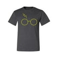 thumbnail image 2 of Wild Bobby, Gold Wizard Glasses and Lightning Scar, Movies, Men Graphic Tee, Heather Black, X-Large, 2 of 4