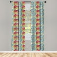 thumbnail image 4 of Ambesonne Floral Window Curtains, Colorful Blossoms and Leaves, Each 28" W x 63" L, Pale Teal and Dark Coral, 4 of 4