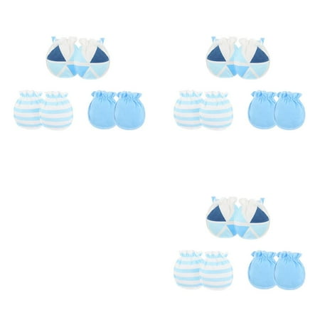 

3 Set 3 Pairs/Set Baby Infants Soft Cotton Gloves Elastic Rubber Band No Scratch Newborn Toddler Mittens