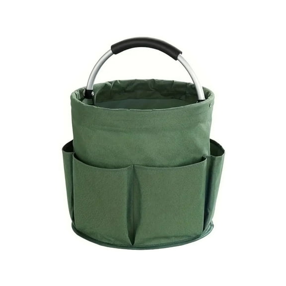 Portable Foldable Picnic Basket - Outdoor Garden Tool Storage Basket, Travel Organizer, Wash Bag - Green/Black