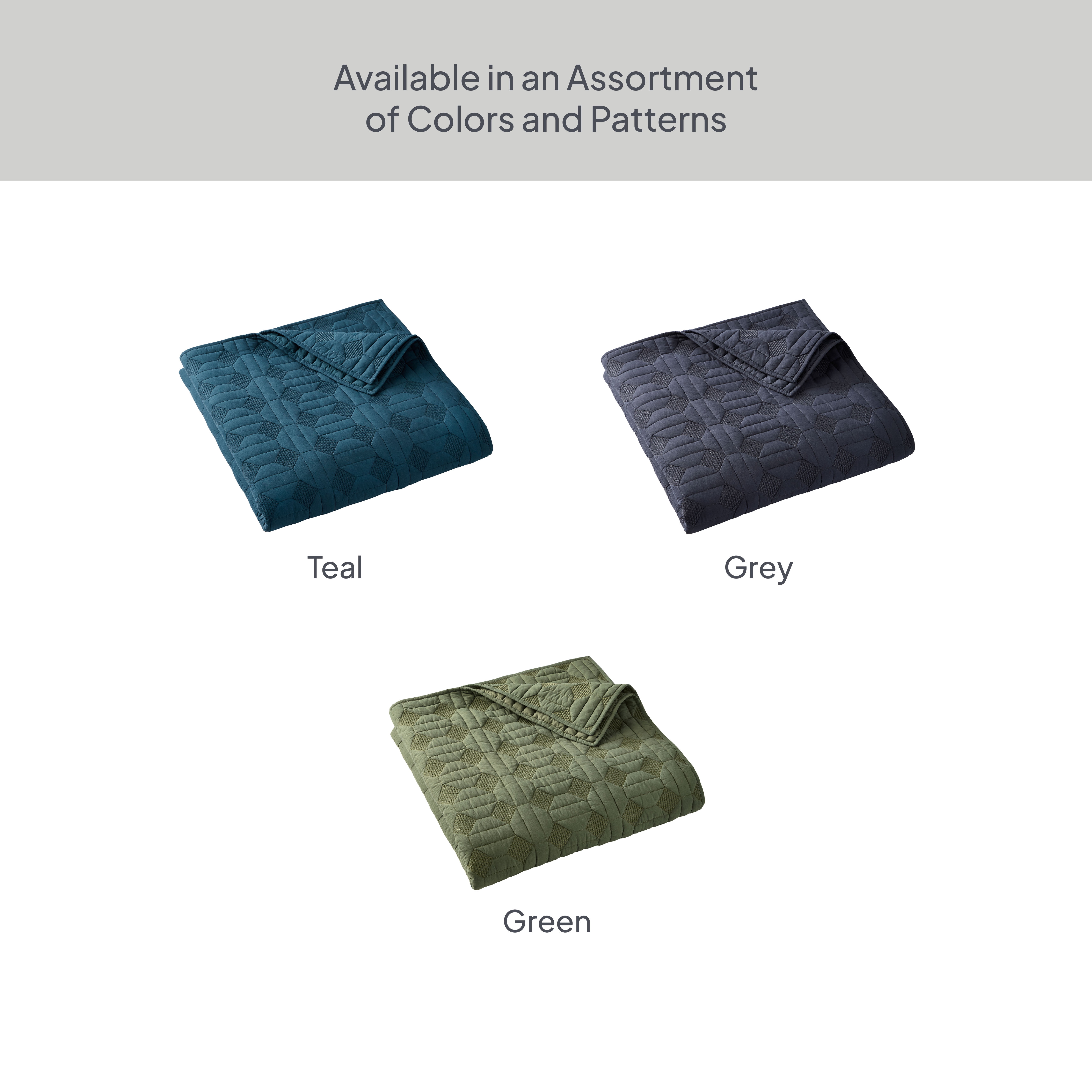 Better Homes & Gardens Crafted Geo Cotton Quilt, Teal Ocean, Full/Queen