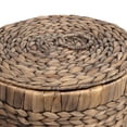 thumbnail image 6 of happimess Nora Coastal Bohemian Handwoven Water Hyacinth 5.7-Gallon Tapered Round Wicker Waste Basket with Lid, Brown (Set of 2), 6 of 6