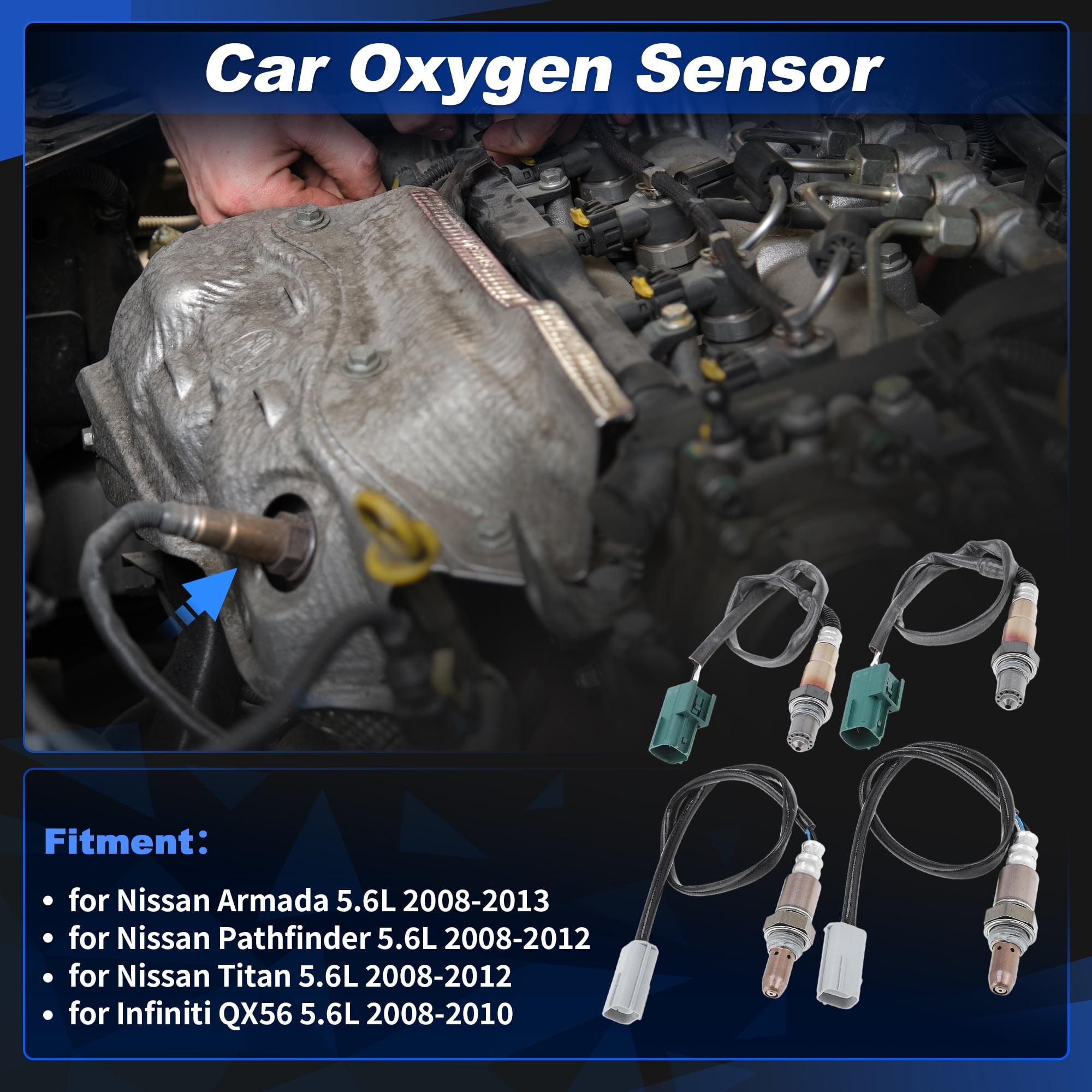 Upstream Downstream Oxygen Sensor for Nissan Pathfinder Titan 5.6L 2008-2012 for Nissan Armada 5.6L 2008-2013 2349038/2344835 4 Pcs