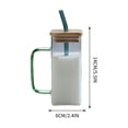 thumbnail image 3 of HCBY Glass Tumbler, Clear Drinking Glass With Lid And Straw, Unique Irregular Rim, Colored Wide Handle Design, Thick Stable Base Reusable Cup For Daily Beverage Use, 3 of 7