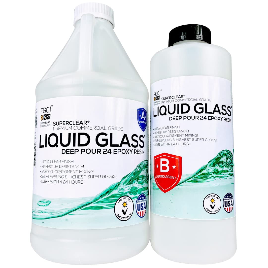 Deep Pour Epoxy Resin Kit Crystal Clear Liquid Glass , Super Colors Pigment Bundle 2-4 inch 3 GL Resin Kit - Self LEVELING, Clear Resin Epoxy, Epoxy