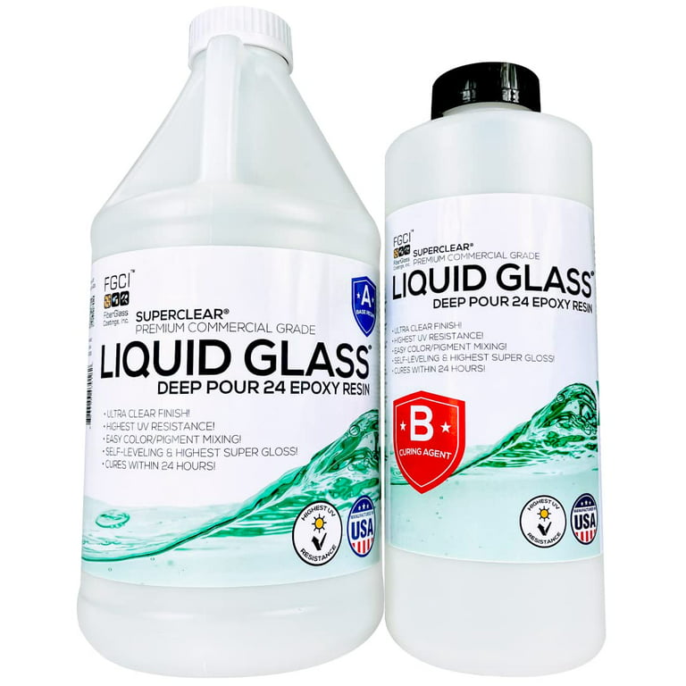  Deep Pour Epoxy Resin Kit Crystal Clear LIQUID GLASS®, SUPER  COLORS PIGMENT Bundle 2-4 inch 1.5 GL Resin Kit-Self Leveling, Clear Resin  Epoxy, Epoxy Resin Table DIY, Deep Resin Molds, River