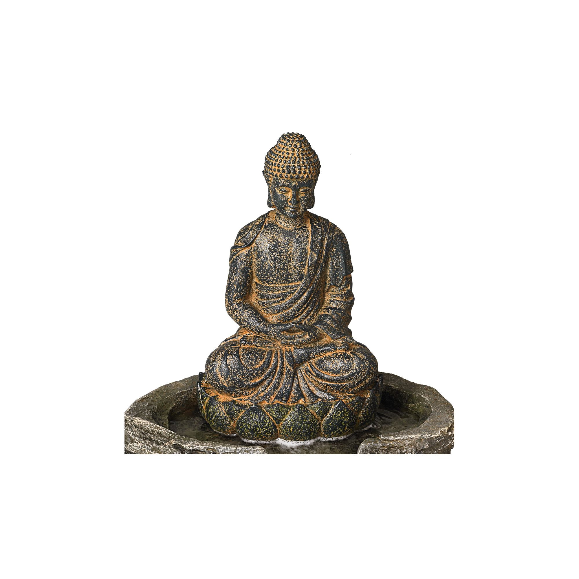 Sitting Buddha 21" High Large Zen Asian Indoor Outdoor Decor Faux Stone Floor Fountain with Light LED Waterfall