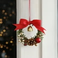 thumbnail image 4 of Christmas Wreath Pendant with Bow and Bells for Door Hanging 4.7in Pinecone and Vine Ring Ornament for Wall or Tree Holiday Home Decor, 4 of 6