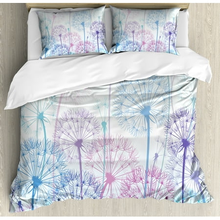 Dandelion Duvet Cover Set Watercolor Abstract Floral Arrangement
