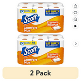 (2 pack) Scott ComfortPlus Toilet Paper, 12 Mega Rolls