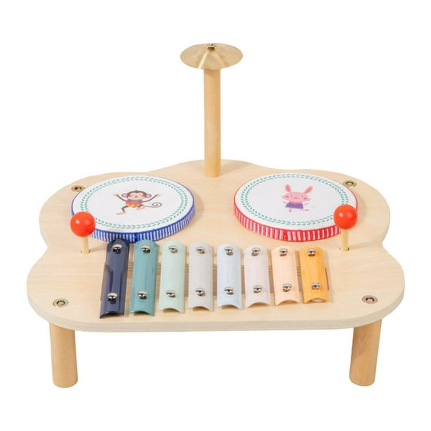 Juguete musical para bebés, mesa de melodías de madera, juguete educativo Montessori, kit de batería para niños, instrumento de percusión de madera