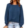 thumbnail image 2 of Kelon Women's Tops Long Sleeve Crew Neck Lightweight Shirt Casual Going Out Top Fashion Tunics Trendy Flowy Clothing, M, 2 of 4