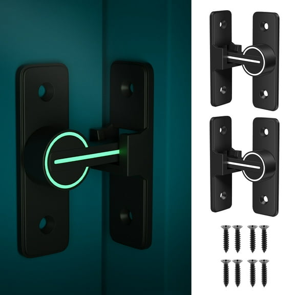 Ikoopy Barn Door Lock 90 Degree Luminous Sliding Door Latch Lock Heavy Duty Zinc Alloy Gate Bolt Latch Protect Privacy Door Lock for Bathroom Garden Garage Door Window