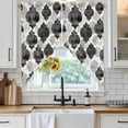 thumbnail image 6 of Black Geometric Moroccan Swag Valances for Windows, Kitchen Curtains 36 Inch Length 2 Panels Set, Abstract Art Grey Ombre Modern Short Curtains for Small Windows Rod Pocket Cafe Curtains 28"x36", 6 of 8