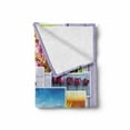 thumbnail image 2 of Colorful Soft Flannel Fleece Blanket, Collage of Different Photos on Wooden Background Flowers Macaroons Pastries Beach, Cozy Plush for Indoor and Outdoor Use, 70" x 90", Multicolor, by Ambesonne, 2 of 6