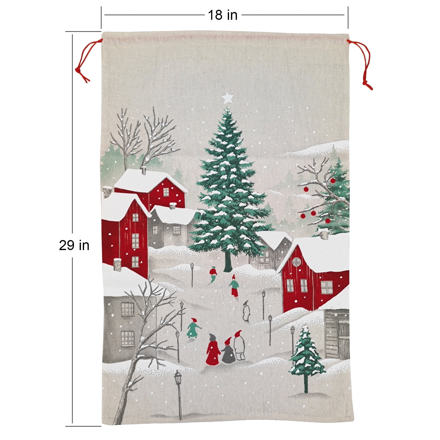 Holiday Time Sacs cadeaux de sac de Père Noël de 1 pièce avec cordon 18 "par 29" pour le stockage de gros emballages de Noël HOLIDAY TIME PL SANTA SACK HOUSE