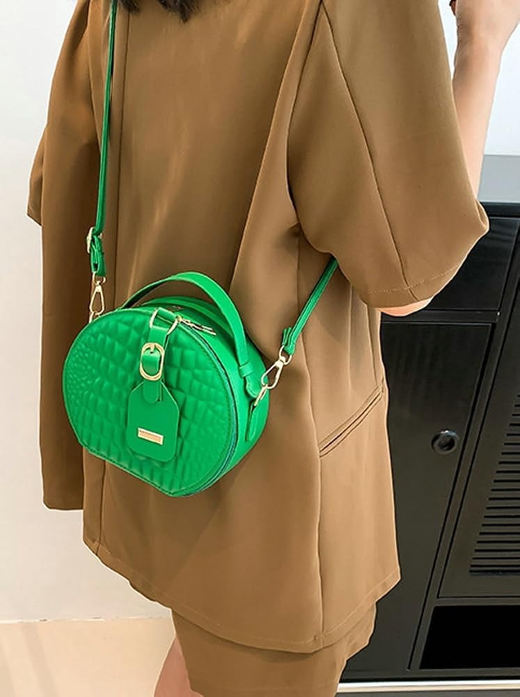 Kukuzhu Hobo Bags for Women Round Tote Bag Leather Crossbody Bag Casual Chic Top Handle Purse