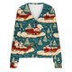thumbnail image 5 of Cárdigan informal con estampado navideño para mujer, chaqueta con botones, blusa de poliéster, 5 of 5