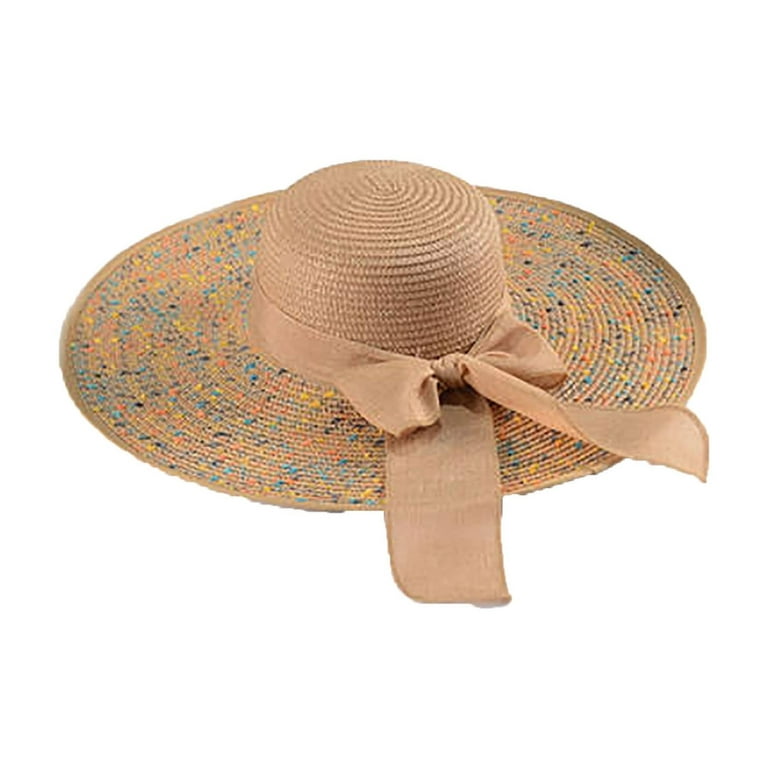 Nmnitkp Womens Sun Straw Hat Wide Brim UPF 80 Summer Hat 