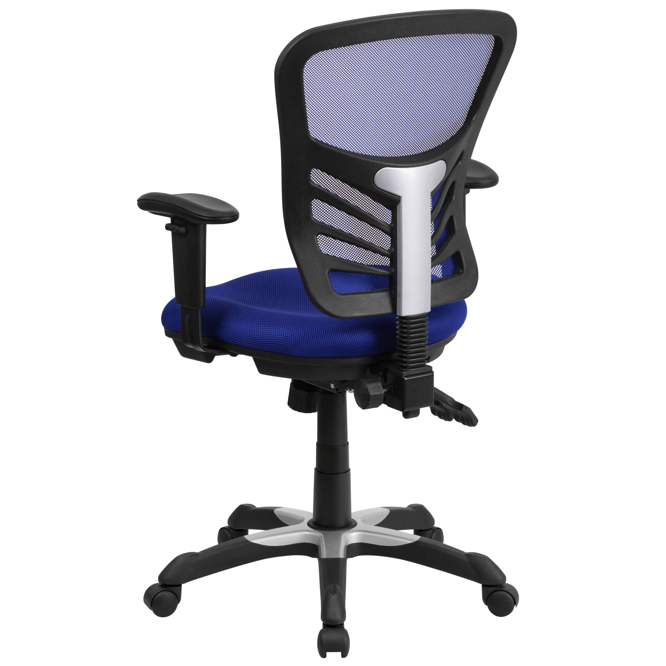 Emma + Oliver Mid-Back Blue Mesh Multifunction Ergonomic Office Chair with Adjustable Arms