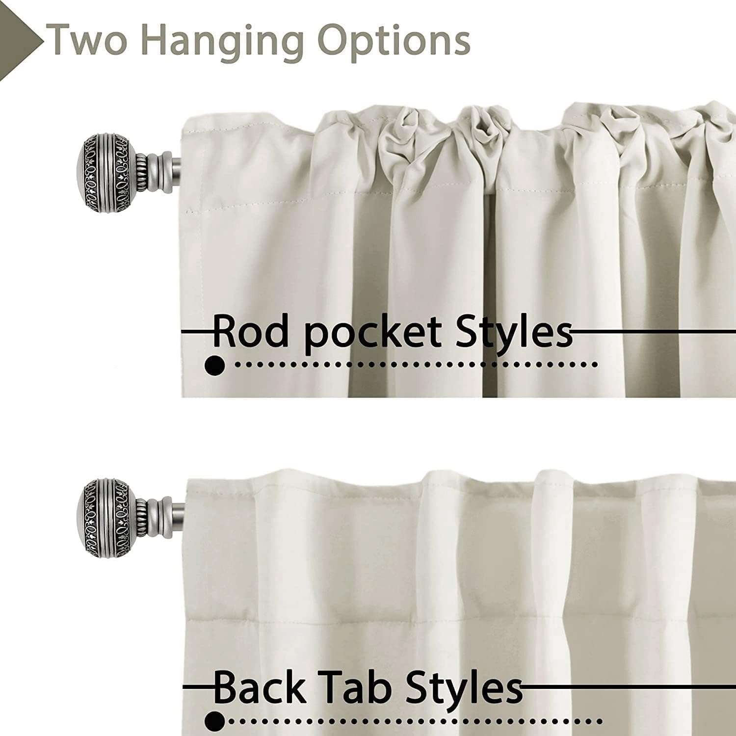 H.VERSAILTEX Blackout Thermal Insulated Window Curtains Bedroom Darkening Black out Drapes for Living Room Back Tab/Rod Pocket Draperies, 2 Panels, 52" x 63", Ivory/Cream