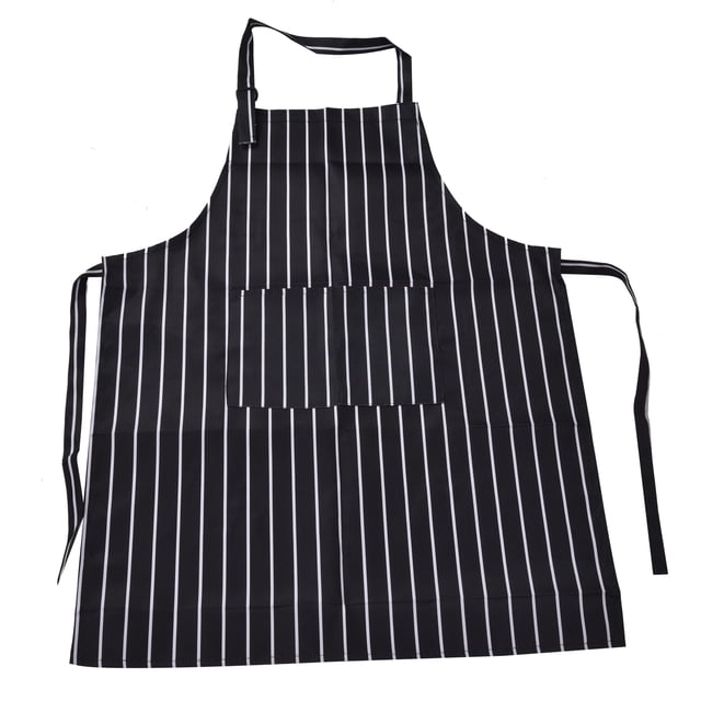 Delantal de cocina ajustable impermeable con dos bolsillos para cocinas, restaurantes, panaderos y bares en blanco y negro